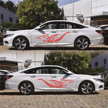 2pcs Dolphin Totem Car Sticker Car Body Racing Side Door Long Stripe Stickers Auto Vinyl Decal  Car Stickers and Decals