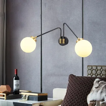 

Sale Modern 2 Balls Parlor Led Wall Lamps Fixtures Rotatable Bedroom Restaurant Aisle Study Wall Lights Sconce Art Indoor Lamp