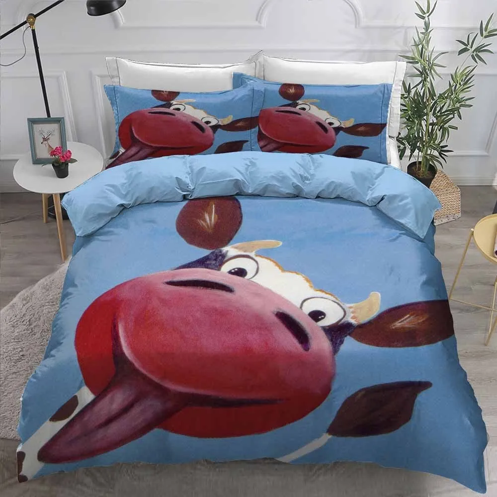 

2/3 Pieces Cow With Tongue Out Bedding Sets 3D Print Milk Cows Duvet Cover Set Home Luxury Cover Set For Bedroom Bed Quilt Cover
