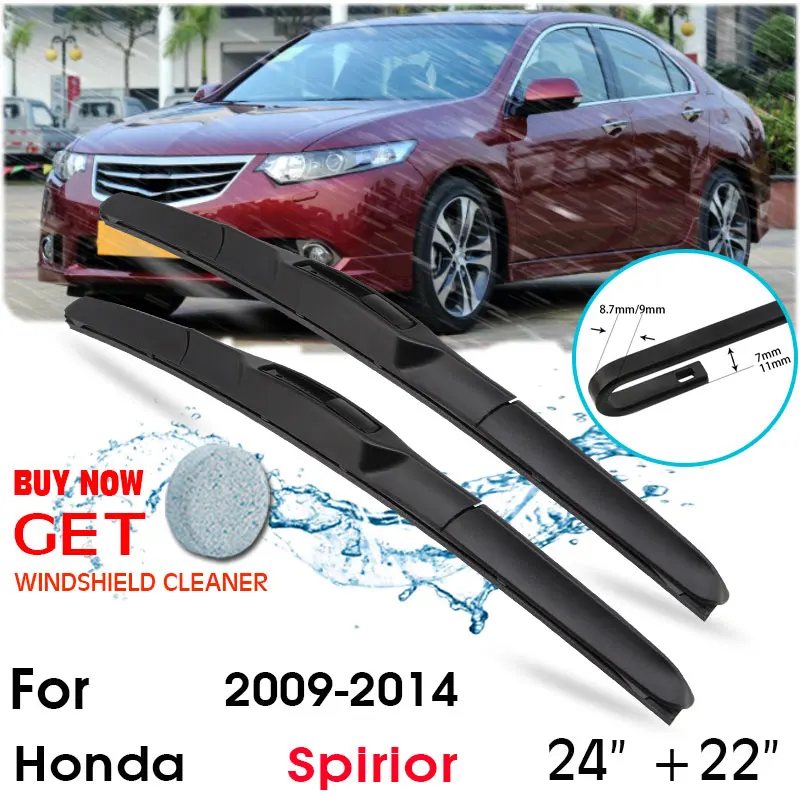 

Car Wiper Blade Front Window Windshield Rubber Silicon Refill Wipers For Honda Spirior 2009-2014 LHD/RHD 24"+22" Car Accessories