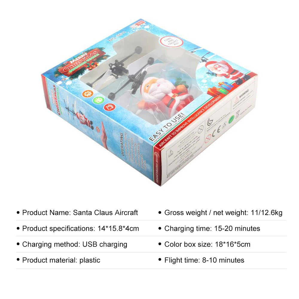 induction aircraft Flying inductive Mini RC Drone Christmas Santa Claus RC helicopter for kids gifts rc Aircraft children toys