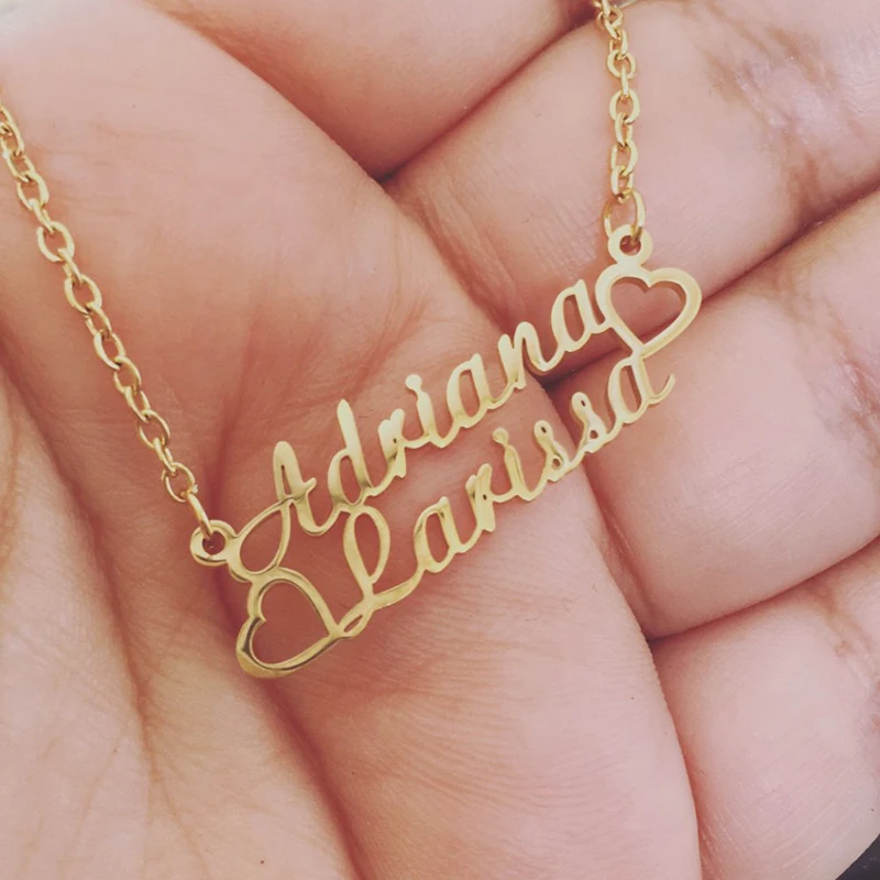 Custom Heart Name Necklace For Women Couple Personalized Any Letter Nameplate Pendant Stainless Steel Gold Chain Jewelry Gifts Customized Necklaces Aliexpress