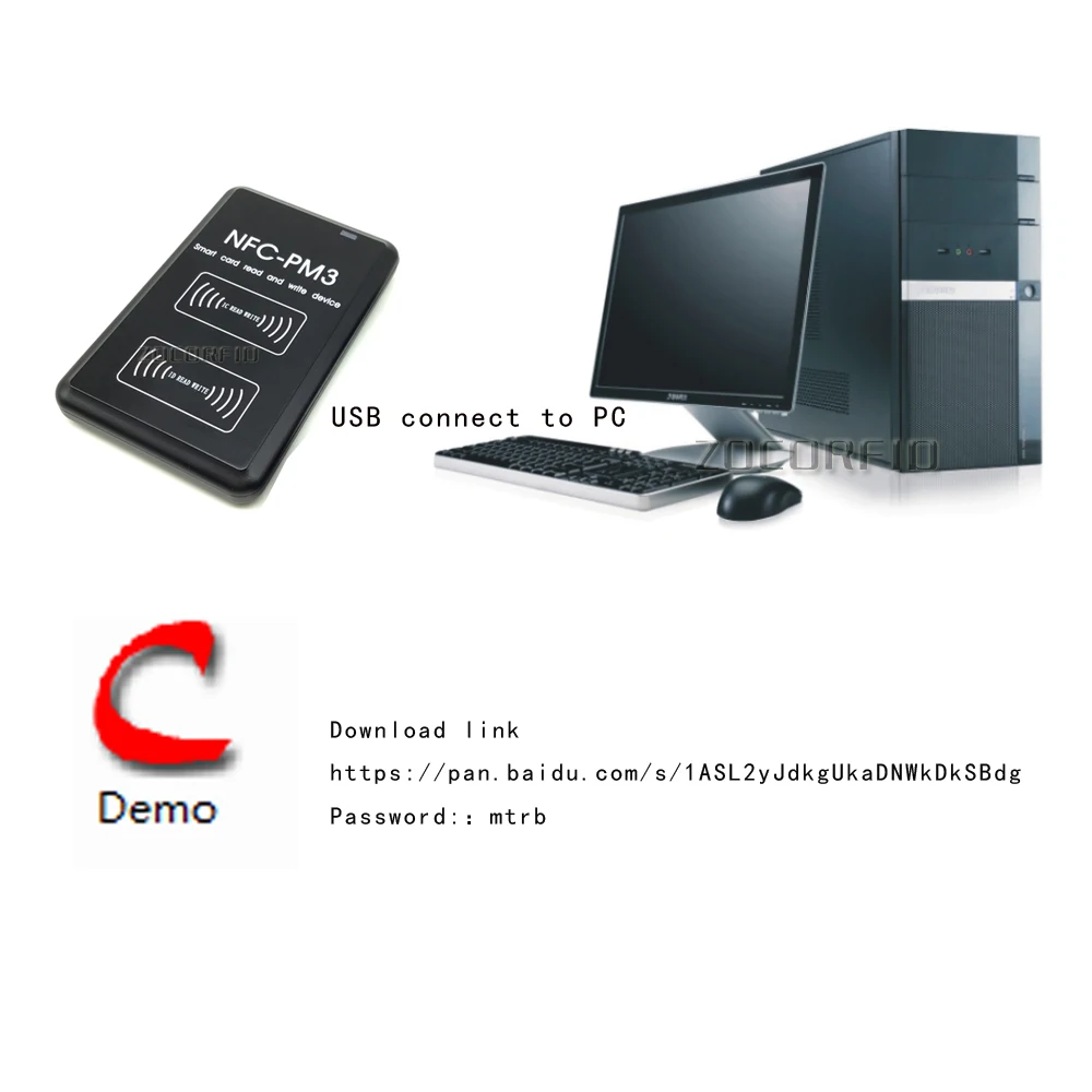NFC считыватель USB PM3 бесконтактная смарт-карта ic и писатель rfid Копир Дубликатор 10 шт. UID сменная бирка карта брелок