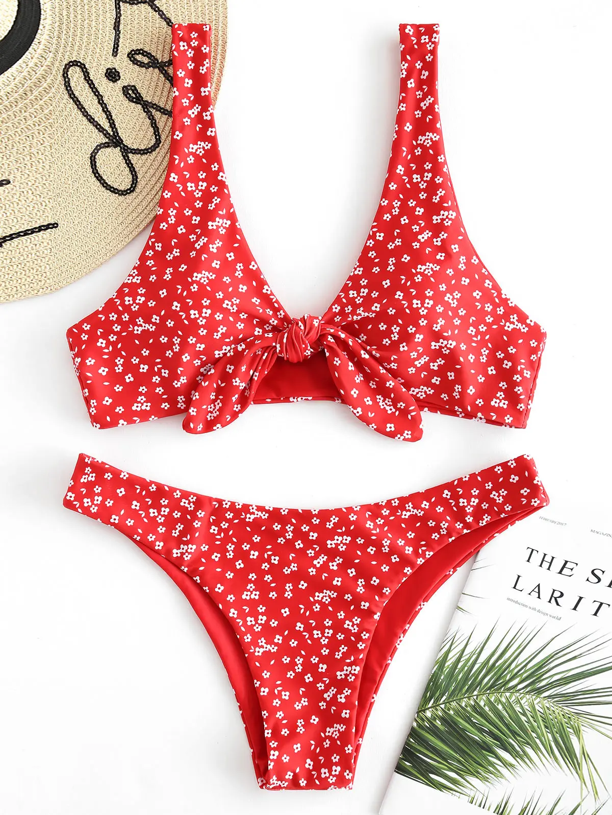 

ZAFUL Knot Front Floral Bikini Swimwear