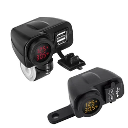 Cargador de teléfono QC3.0 a prueba de agua, doble Usb, encendedor de cigarrillos de motocicleta, enchufe para dispositivo de arranque, voltímetro, temperatura