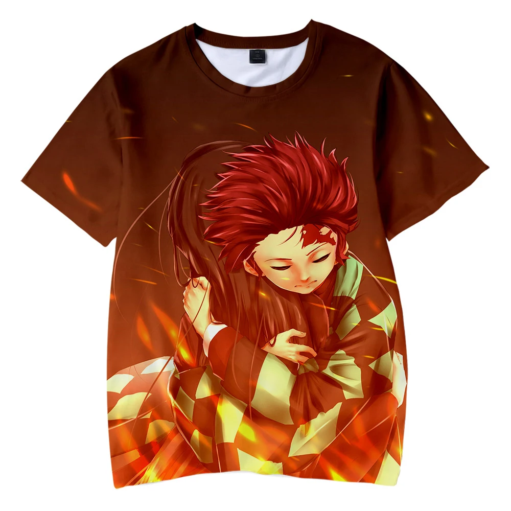 Толстовка с героями мультфильмов «Демон»: Kimetsu no Yaiba 3D футболка для детей, летняя крутая футболка для мальчиков и девочек, высококачественный хип-хоп, удобная футболка