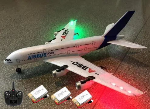 Моделирование военная модель самолета RC Airbus A380 модель 3CH 300M 2,4G двойной мощности EPP самолет RTF Электрический радиоуправляемый самолет игрушка добавить свет - Цвет: Add Light 3 battery
