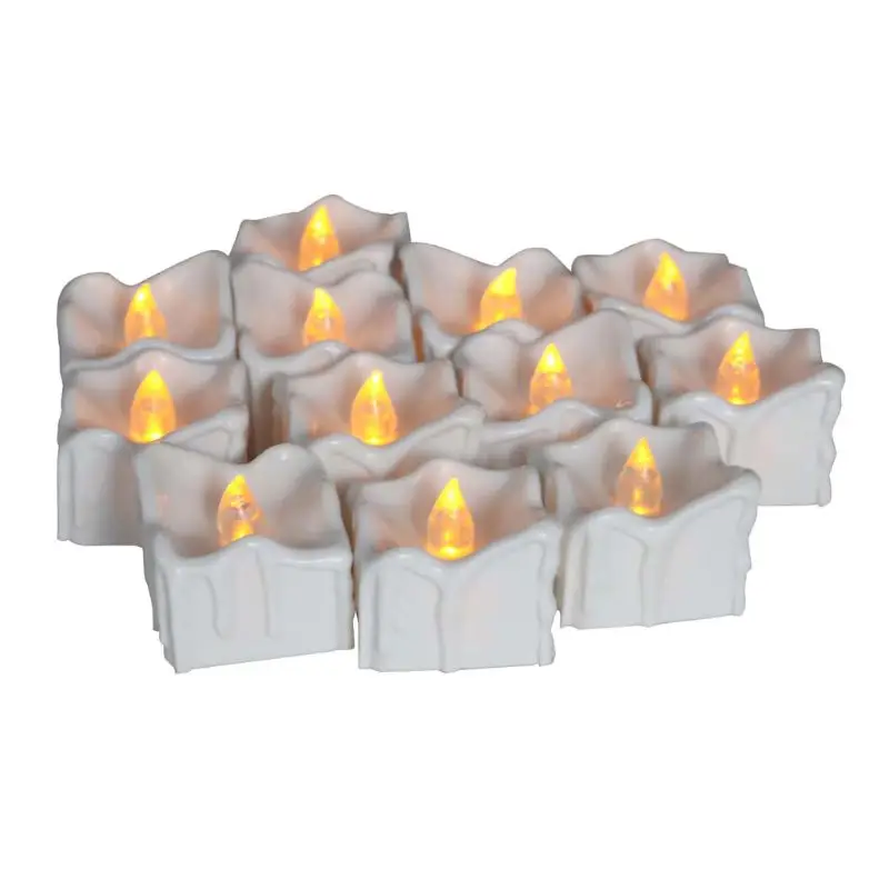 Square Battery Operated LED Electric Candle Lights Flameless Tealights Flickering Wedding Christmas Festival Party Decor