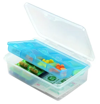 

Portable Medicine Box Double Layer 8 Grid Kit, Travel Kit Can Put Granule Band-Aid Mini Small Box