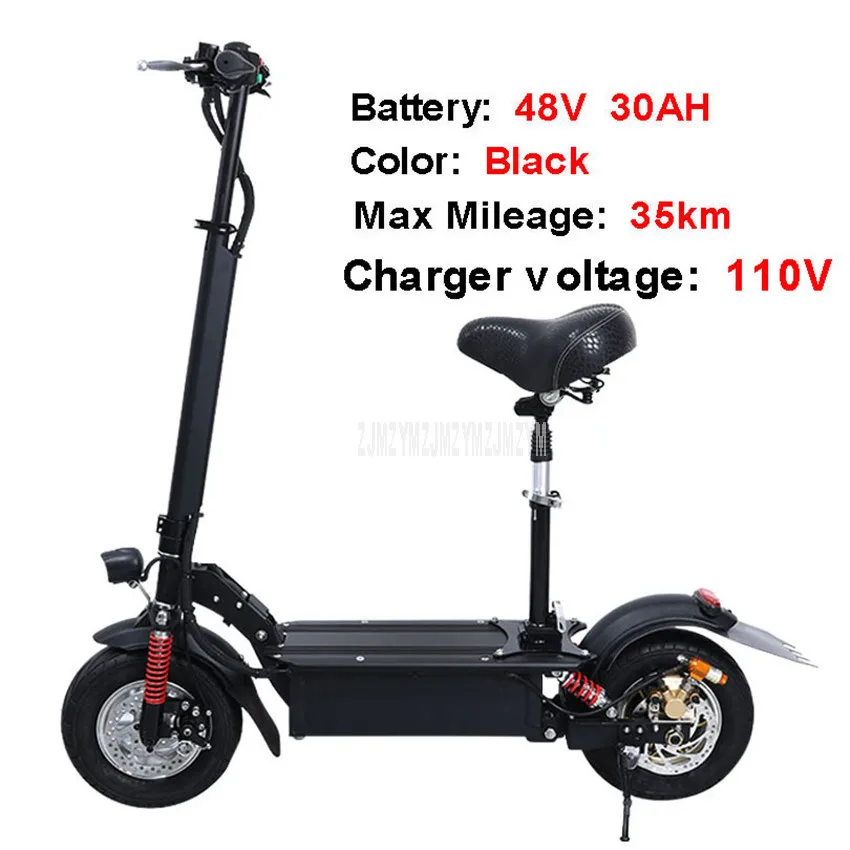 Black 110V 48V 11AH 11 дюймов колеса складной электрический скутер для взрослых мини-Электрический велосипед, а не для ходьбы и велопрогулок, фара для электровелосипеда в пройденное расстояние в милях 35 км - Цвет: Black 110V