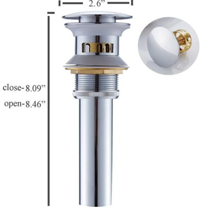 Sink Drain vessel Basin Detachable Faucet Drainer Stopper With/Without Overflow Vanity Bathroom