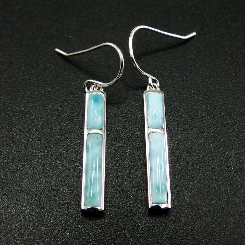 

New Arrivals Simple Designs 100% 925 Sterling Silver Natural Larimar Earrings For Women's Drop Earring