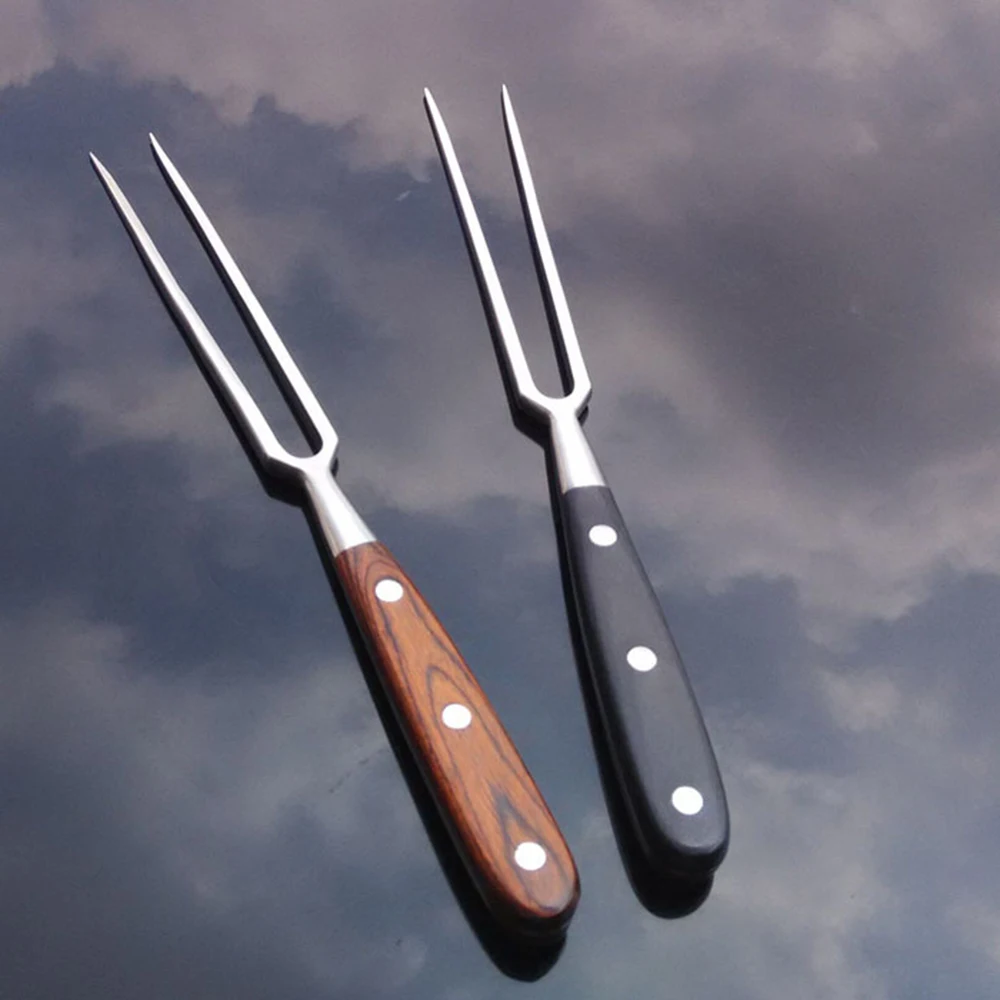 Portable Outdoor Stainless Steel Barbecue Tool Wooden Handle Fork Food Meat new | Дом и сад