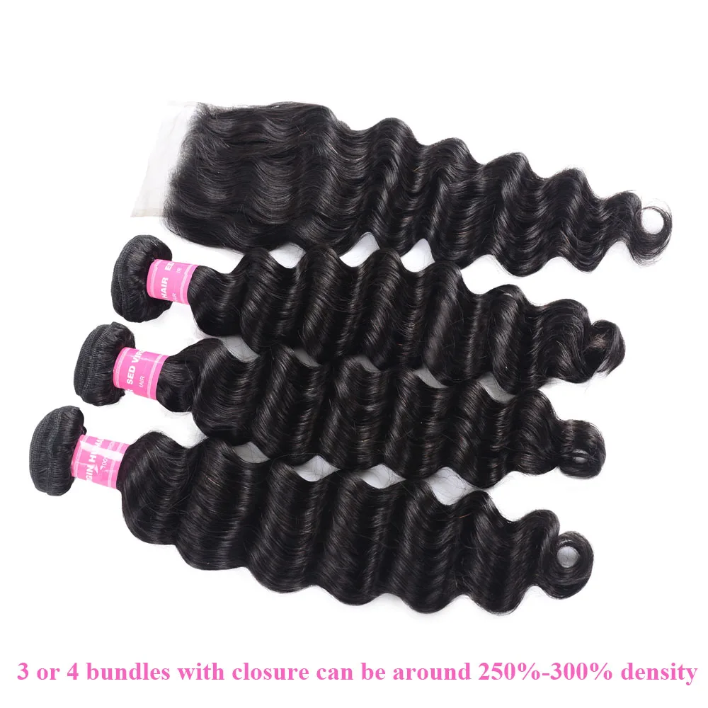 Malaysian Loose Deep Human Hair Bundles With Closure Make to Lace Closure Wig Pre Plucked Higher Density Remy 4x4 Lace Front Wig (5)