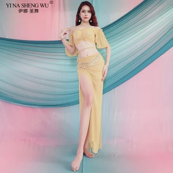 

New Women Dancewear Belly Dance Sexy Clothes Outfit Top+Skirt Sundress Girls Practice Costume Bellydance Long Dress Team Dance