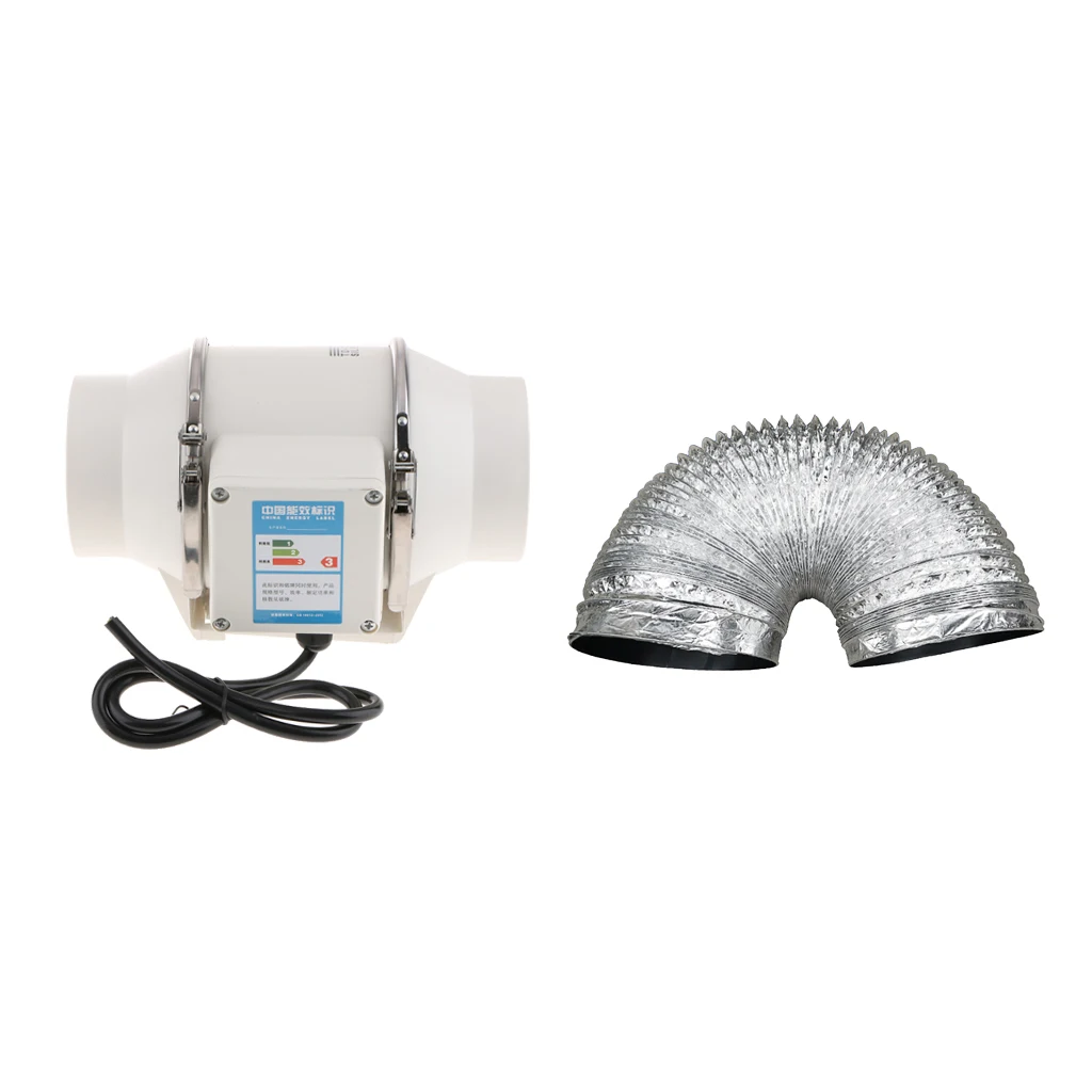 4 Inch 220V Duct Inline Fan with Carbon Filter Hose Ducting Combo for Home Improvement