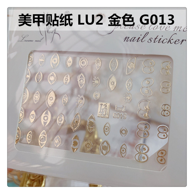 Nail Sticker Decal Patch Bronzing Letter Sticker Light Golden Alphabet Flowers Design for Nail Tattoo LU2 G001-G029