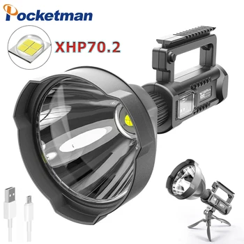 

POCKETMAN Super Long-range Flashlight Brightest XHP70.2/XHP50 LED Torch Portable Searchlight with Bracket USB Spotlight