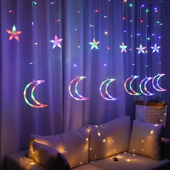 

LED String Lights Star Moon LED Curtain Light Christmas Garland Bedroom String Fairy Light Wedding Party Room Decorative Lights