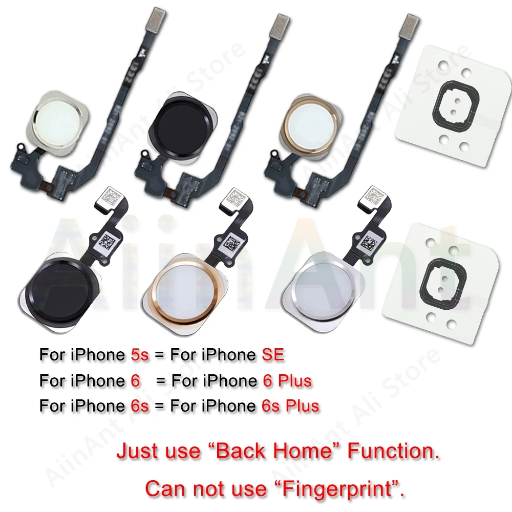 Кнопка Home Flex для iPhone 6 6s 7 8 Plus 5S SE Кнопка возврата домой со шлейфом резиновая наклейка без Touch ID отпечатков пальцев