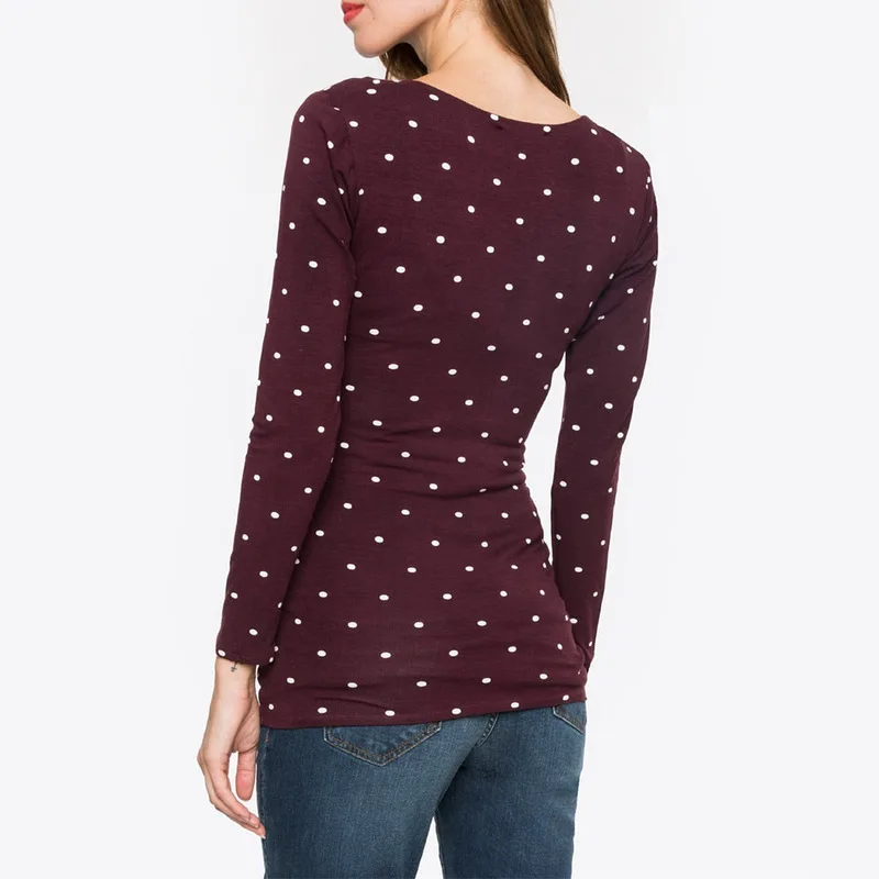 Breastfeeding Clothes Women's Maternity Tee Nursing Wrap Top Printed Flying Crane Double Layer T Shirt Pregnant Woman Clothing