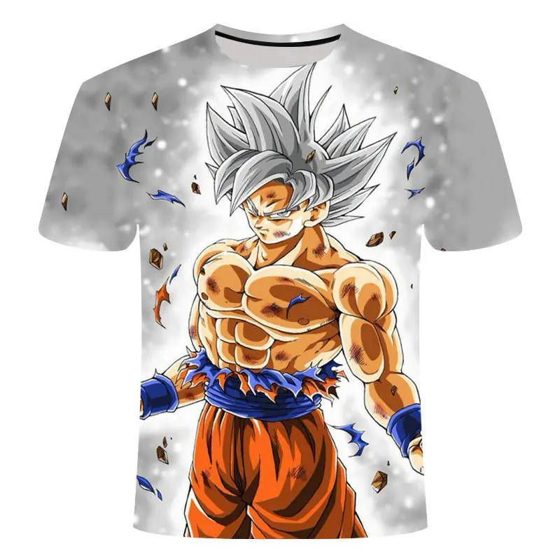 Новинка Мужская 3D футболка Dragon Ball Z Ultra Instinct Goku Super Saiyan God Blue Vegeta с рисунком летняя футболка Размер 6XL