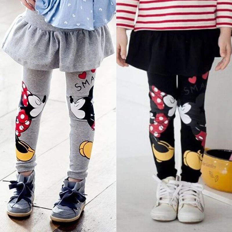 Весенне-осенние штаны с рисунком для маленьких девочек, одежда из хлопка, стретч-пачка, юбки, штаны, леггинсы с рисунками, размер От 3 до 7 лет