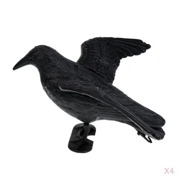 4pcs Fake Realistic Hunting Decoy Bird Crow Scarer Scarecrow Hunting Garden