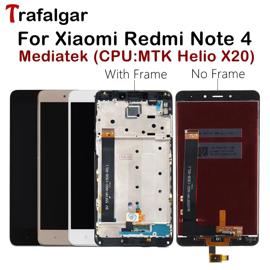 MTK Helio X20 дисплей для Xiaomi Redmi Note 4 ЖК Note4 сенсорный экран с рамкой мобильный телефон