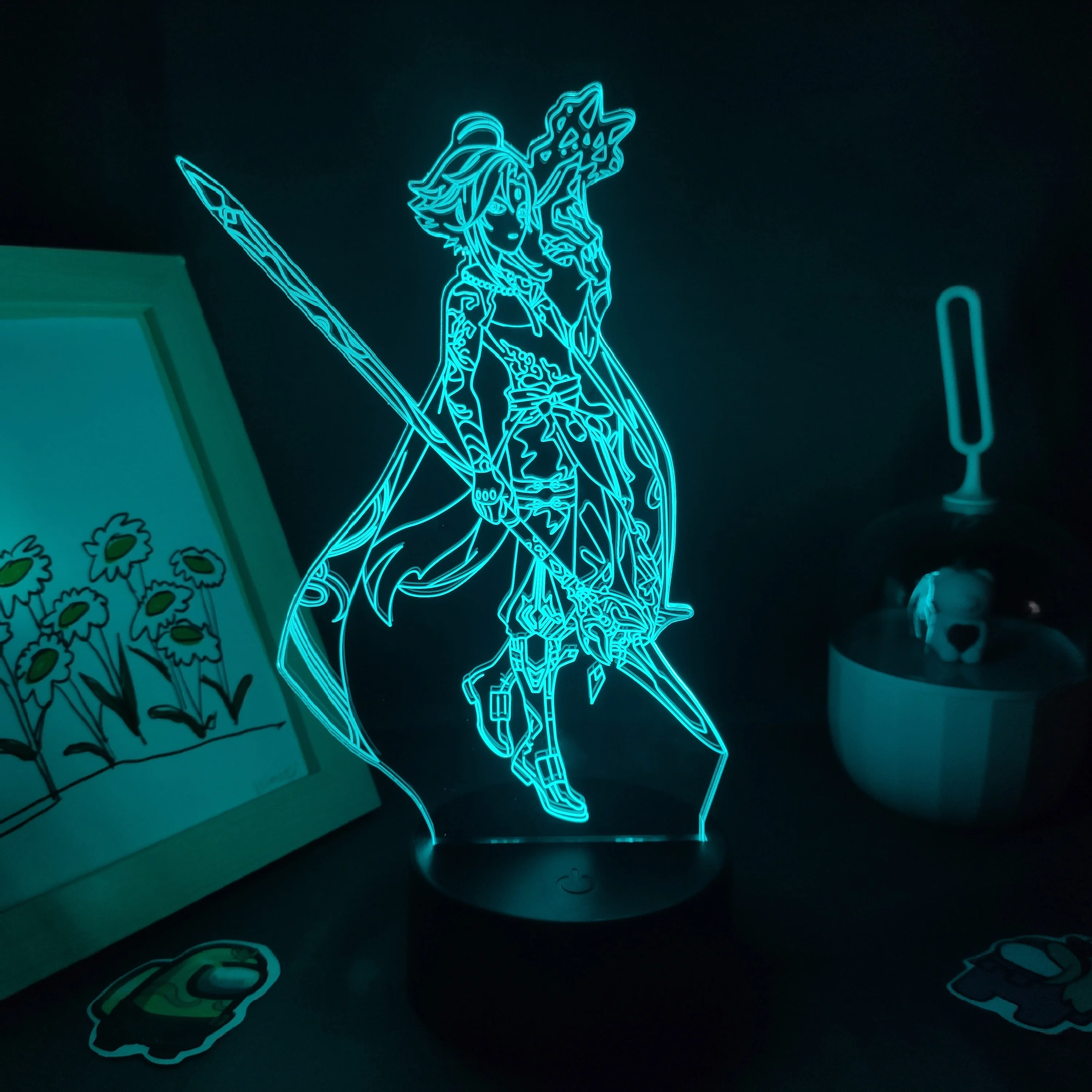 Genshin Impact Game Figure Zhong Li 3D Lamp Led Night Light Birthday Gift For Friend Bed Room Table Decoration | Лампы и освещение