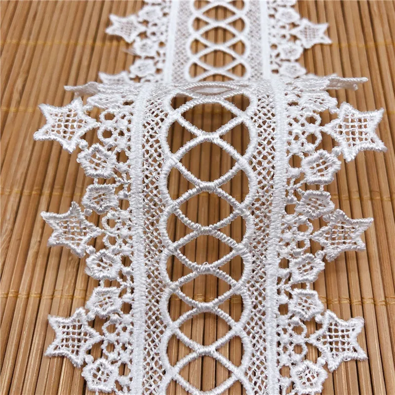 

Quick shipping 14 yards new design Polyester Embroidered water soluble hollowed-out delicate black lace trim tape belt