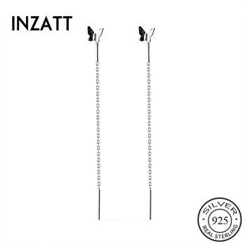 

INZATT Real 925 Sterling Silver Minimalist Butterfly Tassel Drop Earrings For Elegant Women Party Fine Jewelry Accessories Gift