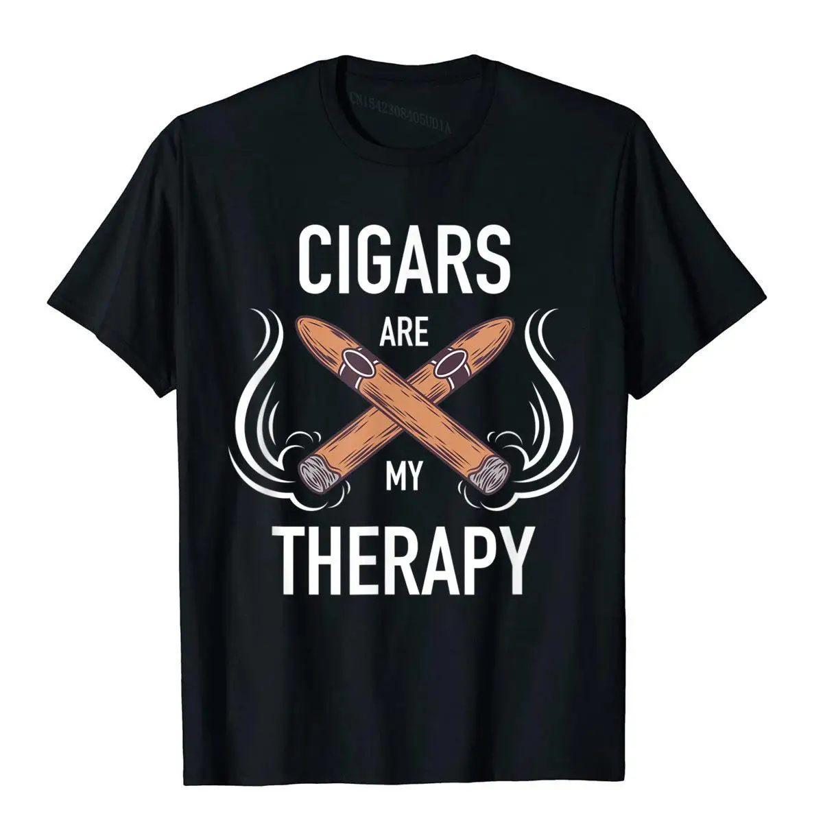 Funny Cigar Smoker Tshirt Cigars are my Therapy Gift Shirt T-Shirt__A11784black