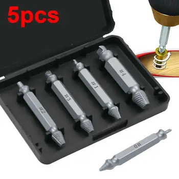 

5pcs Damaged Screw Extractor Drill Bits Guide Set Broken Speed Out Easy out Bolt Stud Stripped Screw Remover Tool