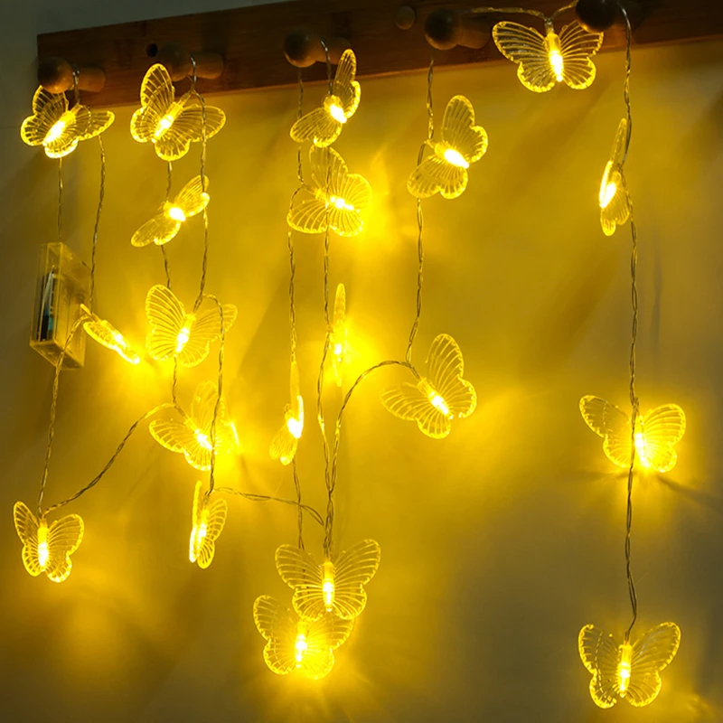 Светодиодный светильник с бабочкой 3 м 6 м, гирлянда для занавесок, батарея против USB, волшебные гирлянды для сада, свадьбы, вечеринки