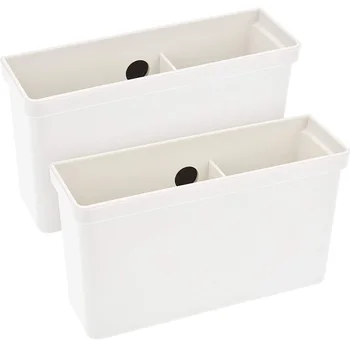 

2 Pieces Magnetic Marker Holder Pen Holder Magnetic Dry Erase Organizer with 2 Compartments for Whiteboard, White