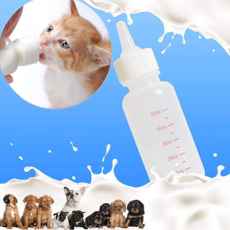 

50ML Puppy Kitten Feeding Bottle Set Pet Dog Cat Bady Nursing Water Milk Feeder with Cleaning Brush Newborn Cat Drinking Bottle