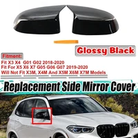2Pcs Car Side Door Ox Horn Rearview Mirror Cover Caps for -BMW X3 G01 X4 G02 X5 G05 X6 G06 X7 G07 2018-2021 M Style