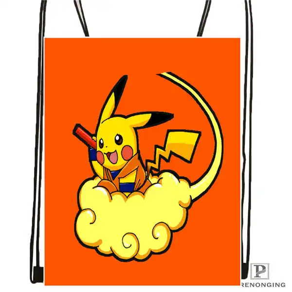 Пользовательские Pikachu-and-Friends-under-the-sea-2 походная сумка на шнурке милый рюкзак для детей(черная спинка) 31x40 см#20180611-02-97