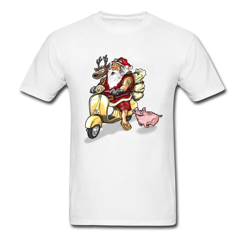 Summer Santa Discount Funny Tops Shirt Crewneck Summer Fall 100% Cotton Short Sleeve T Shirts for Men Casual Tee-Shirt Summer Santa white
