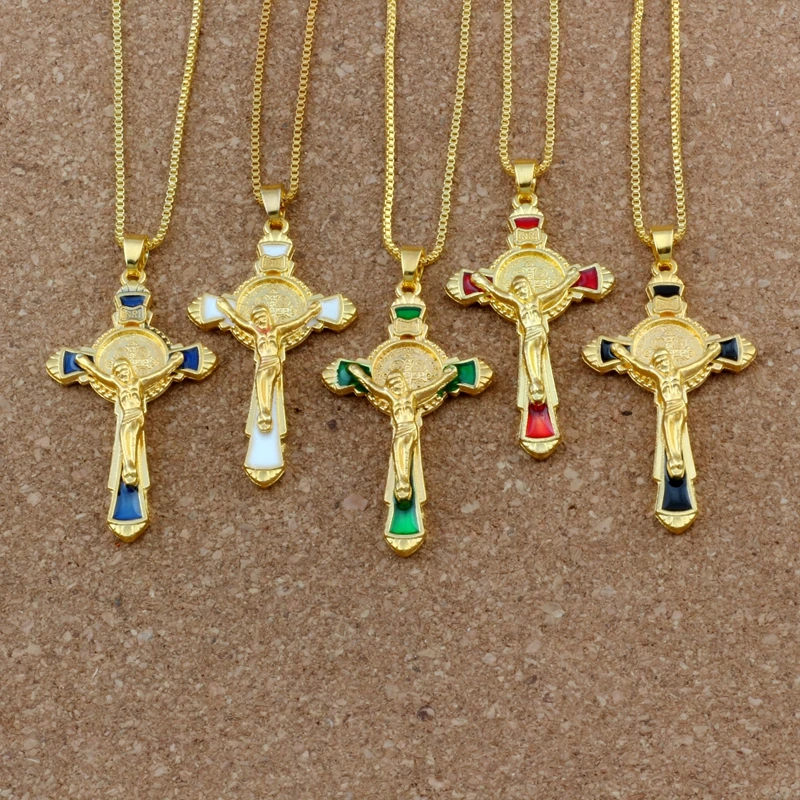 1 шт./лот эмаль орден Святого Бенедикта крест распятие водвеска из сплава
