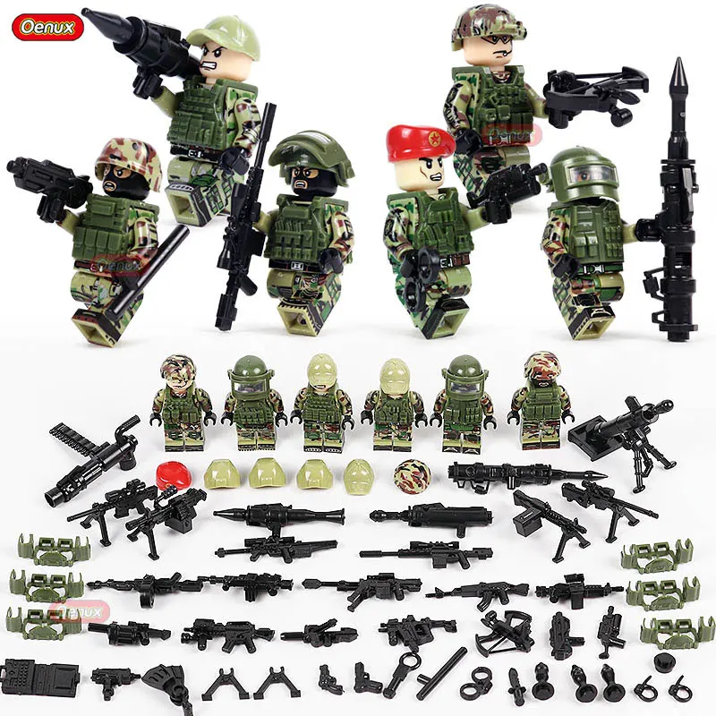 8pcs/set Military Germany Soldiers Guard Army Building Blocks Figures Brick Toys 