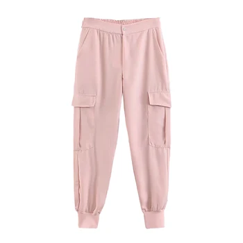 

Pink women fashion cargo pants 2020 elegant ladies street-wear ankle-length pants female black pant girls chic loose trousers