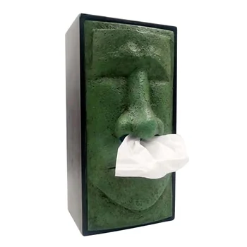 

1pc Tissue Box Holder Vintage Easter Island Statues Tissue Holder Home Office Theme Party Decor