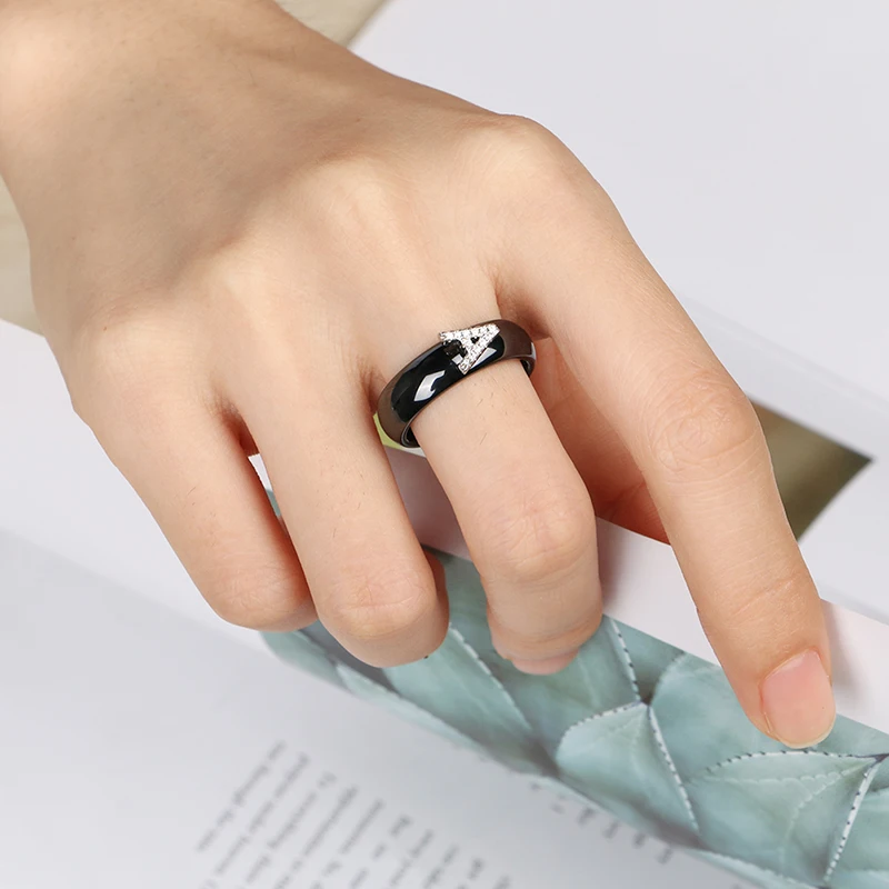 Заказное кольцо, именное кольцо с буквами, стразы, здоровые керамические кольца для мужчин и женщин, свадебный подарок на помолвку