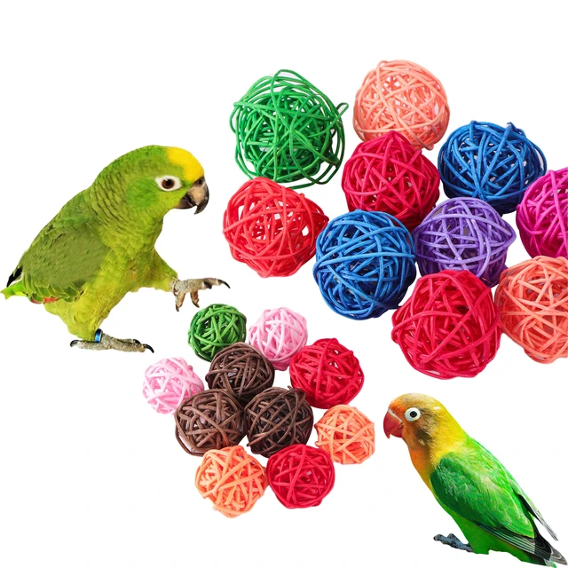 Brinquedos para pássaros de estimação Brinquedos de mastigação para  pássaros Brinquedo de bola de vime para