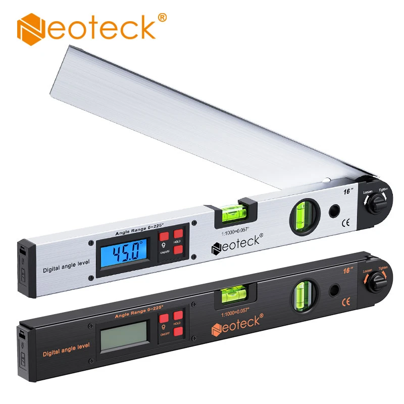 0~225° LCD Digital Protractor Spirit Level Angle Finder Gauge Meter