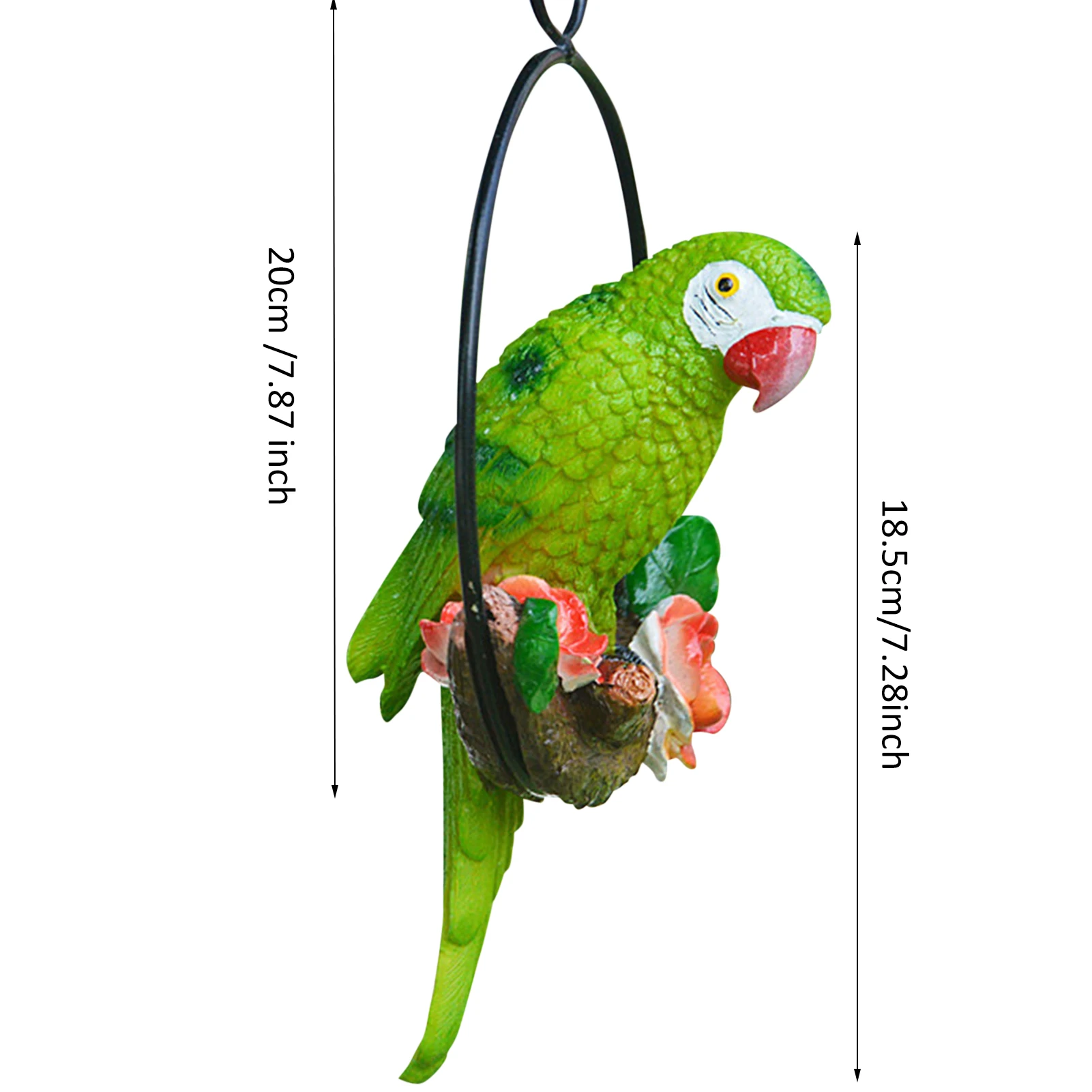 Details about   Hanging Parrot Statue Perch on Metal Ring Garden Sculpture Outdoor Landscape 