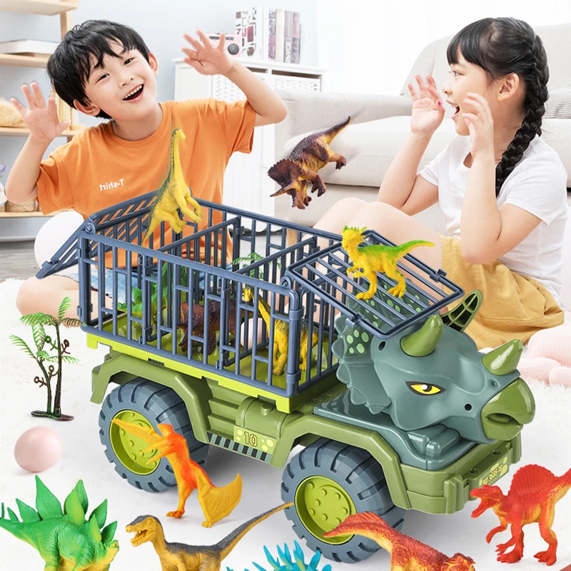 Oversize Inertial Dinosaur Car Engineering Vehicle Excavator Fall Resistant Pull Back Vehicle With Dinosaur Kids Truck Toy Gift children dinosaur transport car toy oversized inertial cars carrier truck toy pull back vehicle with dinosaur gift for kids boy