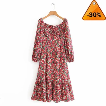 

Print Shirred Floral Neck Elegant Blouse Top Women Spring Autumn Stand Collar Bishop Sleeve Button Back Blouses And Tops